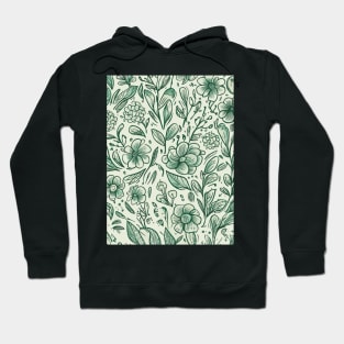 Floral Pattern Hand Drawn Sketch: Hand-Drawn Blossom Art Hoodie